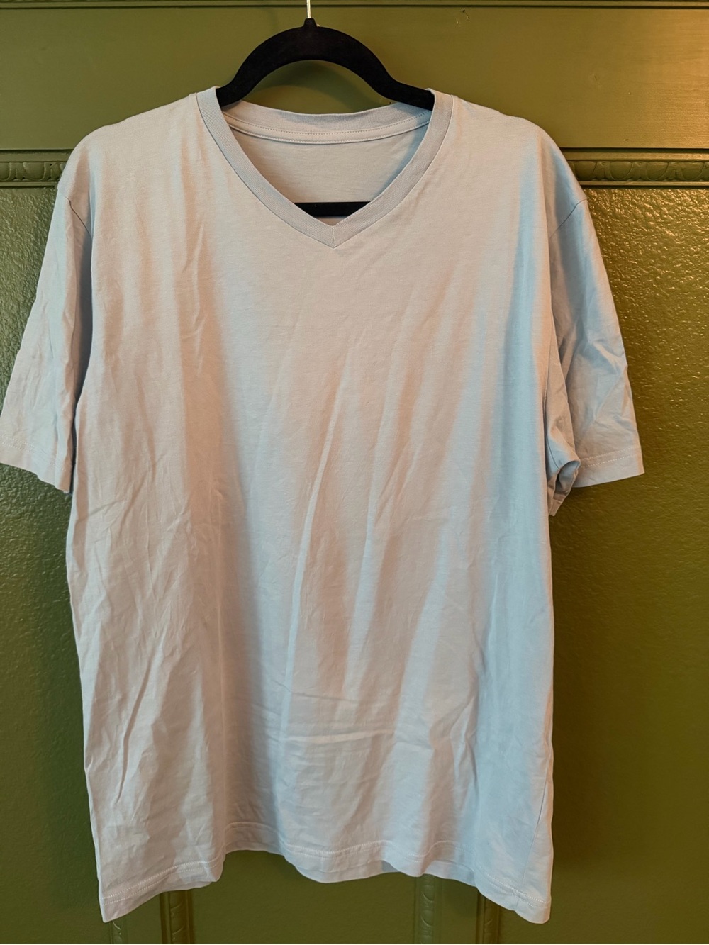 Men's V-Neck Tee in Light Blue — Casual Cotton Short Sleeve